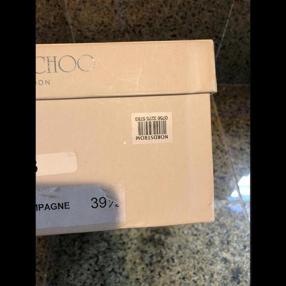 JIMMY CHOO BEllO Wedge Pump Shoes Champagne Glitter Bridal Shoe Euro 39.5 Us 9.5 - Picture 6 of 9